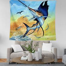 New animal cartoon fish 3D Tapestry Abstract Art Wall Hanging Tapestry Dormitory Family Bedroom Living Room Decor Craft 006 2024 - buy cheap