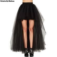 Women's Tulle Tutu Long Black Skirts Sexy Asymmetry Vintage Steampunk Skirts Women Long Burlesque Corset Skirt Black Plus Size 2024 - buy cheap