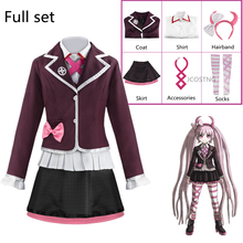 Peruca para cosplay danganronpa, peruca de anime utsugi kowo e jk, uniforme de outro efeito rosa de cabelo longo, roupas de festa para mulheres 2024 - compre barato