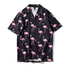 Flamingo Print Hawaiian Shirt for Men Summer Short Sleeve Mens Beach Hawaii Shits Casual Button Up Camisas Harajuku Men Clothing 2024 - buy cheap