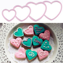 4pcs/set Heart Cookie Biscuit Mold Plastic Heart Cookie Cutter Cake Decorating Tools Fondant Sugarcraft Candy Mold Bakeware DIY 2024 - buy cheap