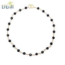 LiiJi Unique Real Black Spinel Bracelet Small Faceted Beads 925 sterling silver Handmade Knitting Shining Yoga Healing Bracelet 2024 - buy cheap