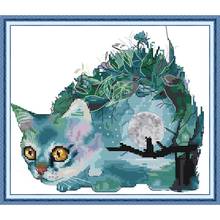 Cat's World Animal Pattern Cross Stitch Kit 11CT14CT Count Printed Fabric DIY Embroidery set Needlework Home Decoration Painting 2024 - buy cheap