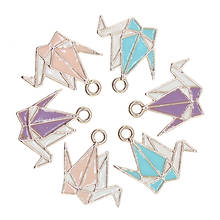 10pcs 17*19mm Cute Thousand Paper Crane Enamel Charms Gold Color Metal Pendants For Jewelry Earring Bracelet DIY Finding 2024 - buy cheap