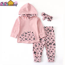 Newborn Baby Girl Clothes Pink Leopard Print Long Sleeve Hooded Tops Pants Headband Infant 3Pcs New Born Clothing Outfits Set 2024 - buy cheap