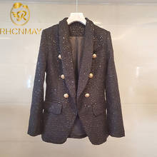Chaqueta de Tweed tejida de doble botonadura para mujer, abrigo elegante de alta calidad con cuello con muescas, primavera y otoño, 2020 2024 - compra barato