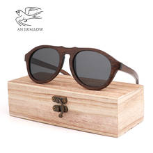 AN SWALLOW sunglasses men polarized retro bamboo Brown vintage round sun glasses luxury sunglasses brand gafas de sol 2024 - buy cheap