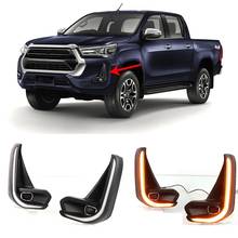 Lâmpadas diurnas drl para toyota hilux revo 2020 2021, lâmpada automotiva, farol de neblina, decoração 2024 - compre barato