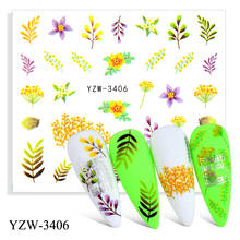 YZWLE 2021 Новые Водные Наклейки для Ногтей Цветочные листья для ногтей переводные наклейки для ногтей наклейки водяные знаки тату маникюрные украшения 2024 - купить недорого