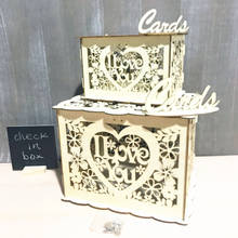 I Love You полый деревянный ящик для карт свадебные украшения принадлежности цветочный узор DIY винтажная коробка для денег на день рождения 2024 - купить недорого