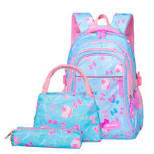 3pcs/set bow print school bags for teen girls Primary waterproof nylon schoolbags Kids Princess Backpack mochila escolar 2024 - buy cheap