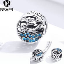 Seagulls Silver Beads BISAER 925 Sterling Silver Blue Cubic Zircon Charms For Original Silver 925 Jewelry Making ECC1454 2024 - buy cheap