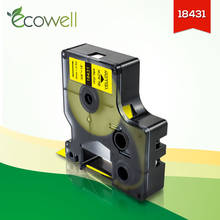 Ecowell 9mm 18431 etiqueta industrial para dymo rhino ind vinil etiquetas 18431 preto no amarelo para dymo rhino 4200 5000 5200 impressora 2024 - compre barato