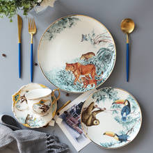 Европейская керамическая обеденная тарелка с милым животным рисунком, набор Западной посуды, тарелка для закусок, тарелка для стейка, кухонная утварь, фарфоровый подарок 2024 - купить недорого