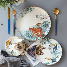 European Cute Animal Pattern Ceramic Dinner Plate Western Tableware Set Snack Plate Steak Plate Kitchen Utensils Porcelain Gift 2024 - buy cheap