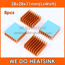 WE DO HEATSINK 8pcs 28x28x11mm Yellow Anodized Aluminum Heatsink with Thermal Self-Adhesive Tape for VGA CPU BGA PC board 2024 - buy cheap
