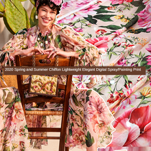 Spring and Summer New Dress Fabric Romantic Purple Flower Sea Light Elegant Chiffon Digital Printing DIY Material 2024 - buy cheap