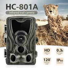 HC801A охотничья камера 16MP 32GB/64GB IP65 фото ловушки 0,3 s триггер время 940nm Дикая камера 1080P Водонепроницаемая камера 2024 - купить недорого