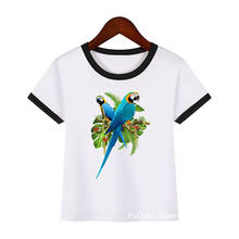 Verão crianças roupas toucan pássaro impressão camiseta crianças tshirt cockatiel papagaio design bebê menino menina camiseta bonito meninas topo 2024 - compre barato