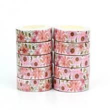 NEW 10pcs/Lot Decorative Beautiful Pink Flowers Washi Tapes Paper Scrapbooking Bullet Journal Adhesive Masking Tape Stationery 2024 - buy cheap