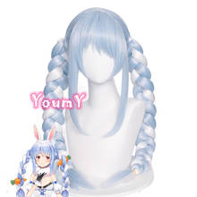 Peluca de pepora Usada, Vtuber Hololive, Cosplay, azul claro, blanco, Anime, Cosplay, pelucas sintéticas resistentes al calor para Halloween 2024 - compra barato