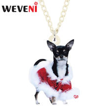 WEVENI Acrylic Christmas Costume Chihuahua Dog Necklace Pendant Chain Animal Jewelry For Women Girls Teens Charms Gift Accessory 2024 - buy cheap