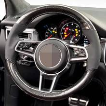 Hand-Stitched Black Carbon Fiber Black Genuine Leather Suede Car Steering Wheel Covers For Porsche Macan Cayenne 2015-2016 2024 - buy cheap