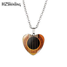 Colar cabochão de vidro feminino, pingente com som e buraco para guitarra, colar com som moderno em forma de coração 2015 2024 - compre barato