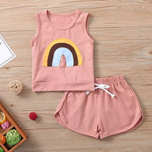 Kids Baby Girls Boys Rainbow Clothes Set Sleeveless Vest Top Shorts Outfits 2021 Summer Casual Toddler Children Clothing Sets 2024 - buy cheap