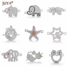 Accesorios para joyería de cobre, conectores de colgantes de circonia, búho, elefante, estrella de mar, gato, fabricación de pulseras, accesorios de joyería 2024 - compra barato