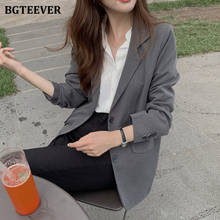 Стильный офисный женский однотонный Блейзер BGTEEVER с отложным воротником, элегантные однобортные тонкие женские куртки, весенние женские пальто 2024 - купить недорого