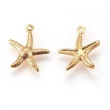 Pingente em formato de estrela do mar 100, pingente em aço inoxidável para fazer jóias faça você mesmo colar estilo verão 17x15x2mm furo: 1mm com 304 peças 2024 - compre barato