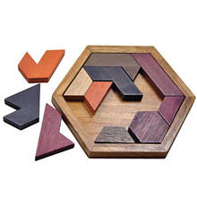 Madeira hexágono quebra-cabeça jogo forma geométrica cognitiva quebra-cabeças de madeira adulto crianças cedo brinquedos educativos para crianças 2024 - compre barato