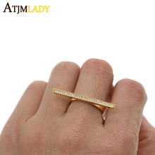 Anillo de circonia cúbica para mujer, sortija de color dorado, diseño simple, Tamaño 7 empedrado, delicado 2024 - compra barato