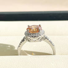 BELLA коробка классический 925 стерлингового серебра женские Открытое кольцо с 2 карат шампанское Цвет камень Муассанит серебро, хорошее ювелирное изделие, подарок 2024 - купить недорого