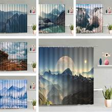 High Mountain Rivers Scenery Shower Curtain Sky Moon Hill Water Scenic Bathroom Home Decor Wall Hanging Curtains Bath Screen Set 2024 - buy cheap