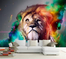 Beibehand-papel de parede para decoração, moderna, abstrata, pintada à mão, leão colorido, mural, fundo, parede, papel de parede 2024 - compre barato