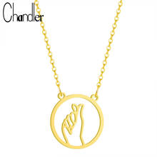 Chandler Popular Stainless Steel Hollow-out Love Gesture Necklace Sign Language Love Statement Creative Simple Female Chain 2024 - buy cheap