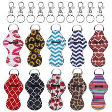 NEW Year Gift 10pcs Printed Durable Lipstick Holder Chapstick Bag Neoprene Keychain Chapstick Sleeve Holder for Travel Outdoor 2024 - buy cheap