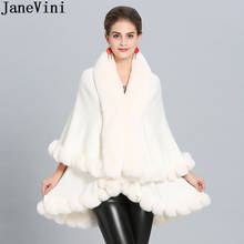 JaneVini Soft Fur Women Coat Winter Faux Fur Cloak Wedding bolero mariee 2 Layers chalas mujer Fur Wrap Manteau Stoles Outerwear 2024 - buy cheap