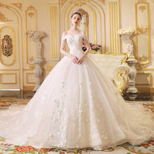 Princess Wedding Gowns Vestido De Noiva Princesa Short Sleeve Lace Up Beading Appliques Shiny Bride Dresses 2024 - buy cheap