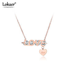 Lokaer Trendy Office Style Titanium Steel Love Heart Pendant Necklaces Jewelry CZ Crystal Anniversary Necklace For Women N19107 2024 - buy cheap