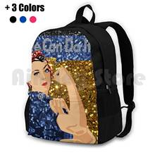 Glitter Print Rosie The Riveter Outdoor Hiking Backpack Riding Climbing Sports Bag Glitter Rosie The Riveter Rosie The Riveter 2024 - buy cheap