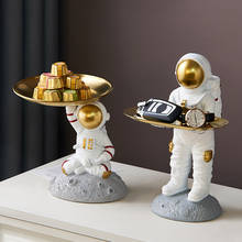 Resin Astronaut Figurines Fashion Spaceman Sculpture Metal Tray Storage Home Accessories Desk Decor Gift For Man & Boyfriend 2024 - buy cheap