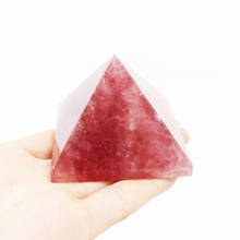 Mokagy pirâmide de cristal de morango, chakras esculpidas à mão em quartzo com 6cm-7cm 1 peça 2024 - compre barato