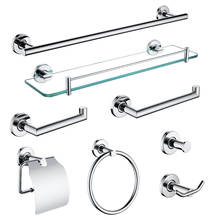 SUS 304 Stainless Steel Bathroom Hardware Set Chrome Polished Glass Shelf Paper Holder Towel Bar Hook Bathroom Accessories 2024 - buy cheap