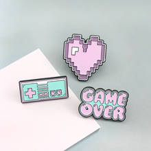 Candy Color Pixel Game Machine Art Enamel Pin Retro Heart Game Control Machine GAME OVER Lapel Shirt Brooch Badge Children Gifts 2024 - buy cheap