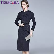 TESSCARA-Vestido largo de fiesta para primavera y otoño, prenda elegante de alta calidad, para oficina, diseño Vintage 2024 - compra barato