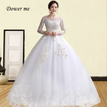 Vestido de noiva bordado plus size, vestido de casamento, renda, manga longa, gr743, 2020 2024 - compre barato