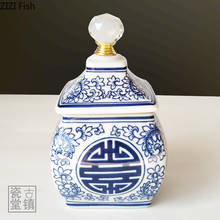Classical Ceramic Tea Caddy Storage Jar Crystal Decorative Vase Blue and White Porcelain Ornaments Vases Floral Arrangement 2024 - buy cheap